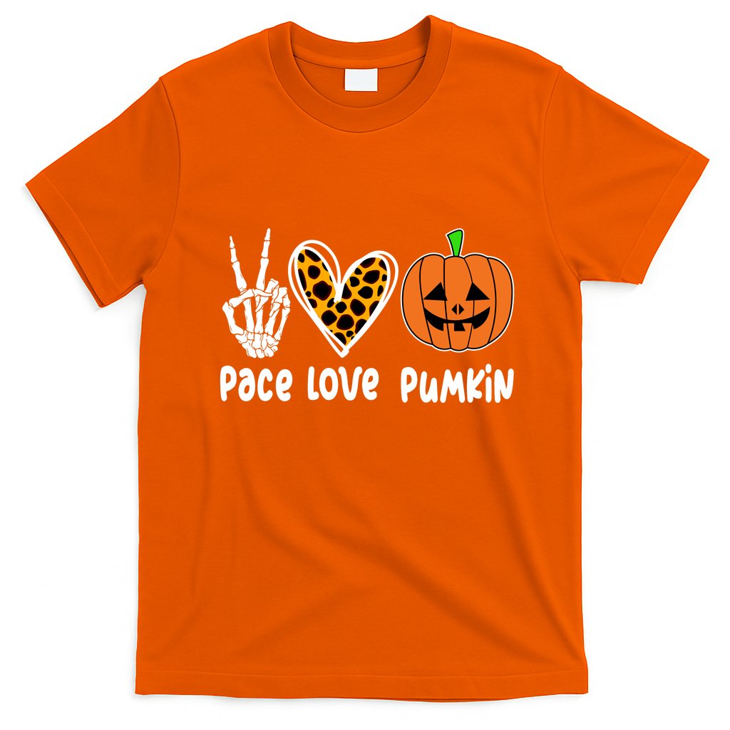 Pace Love Pumkin Halloween Love Heart Skeleton Peace Pumpkins T-Shirt