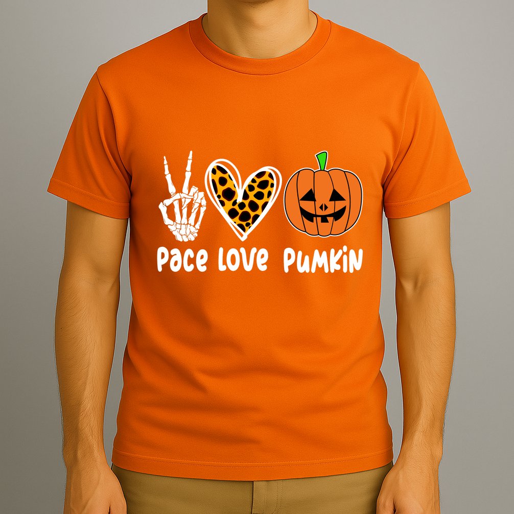 Pace Love Pumkin Halloween Love Heart Skeleton Peace Pumpkins T-Shirt