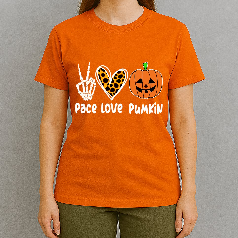 Pace Love Pumkin Halloween Love Heart Skeleton Peace Pumpkins T-Shirt