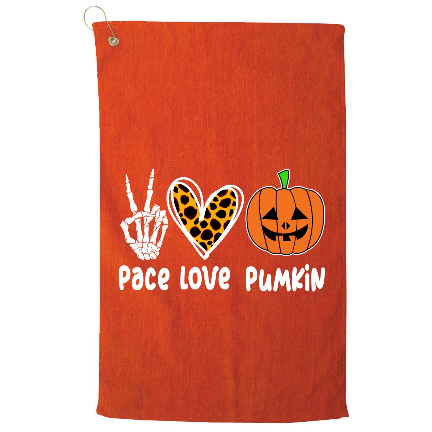 Pace Love Pumkin Halloween Love Heart Skeleton Peace Pumpkins Golf Towel