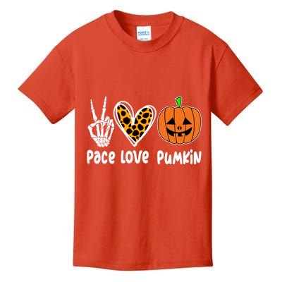 Pace Love Pumkin Halloween Love Heart Skeleton Peace Pumpkins Kids T-Shirt