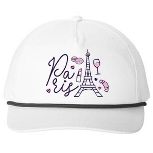 Paris Lettering Snapback Five-Panel Rope Hat