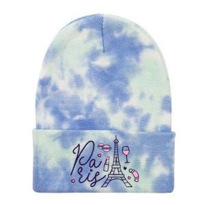 Paris Lettering Tie Dye 12in Knit Beanie