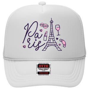 Paris Lettering High Crown Mesh Back Trucker Hat