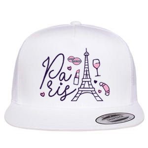 Paris Lettering Flat Bill Trucker Hat