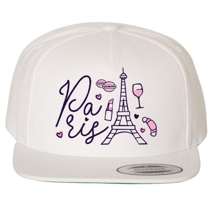 Paris Lettering Wool Snapback Cap