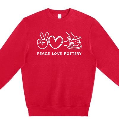 Peace, Love Pottery Retro Pottery Lover Ceramics Artist Premium Crewneck Sweatshirt