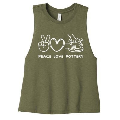 Peace, Love Pottery Retro Pottery Lover Ceramics Artist Women's Racerback Cropped Tank