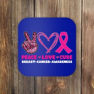 Pink Leopard Peace Love Cure Breast Cancer Awareness Cool Gift Coaster