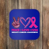 Pink Leopard Peace Love Cure Breast Cancer Awareness Cool Gift Coaster