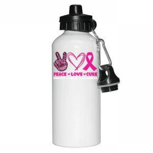 Pink Leopard Peace Love Cure Breast Cancer Awareness Cool Gift Aluminum Water Bottle