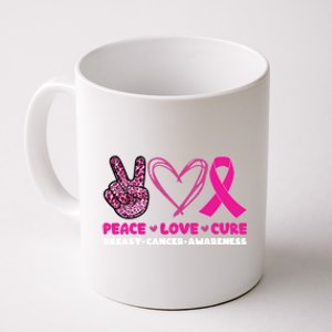 Pink Leopard Peace Love Cure Breast Cancer Awareness Cool Gift Coffee Mug