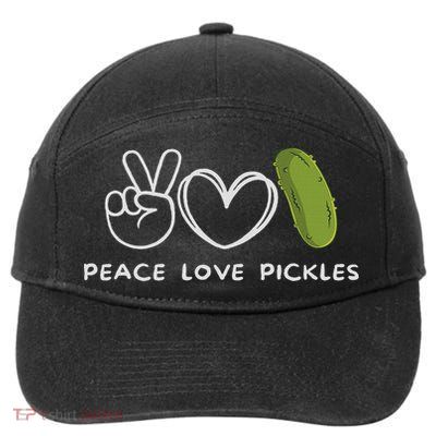 Peace, Love Pickles Retro Pickles Lover Food Lover 7-Panel Snapback Hat