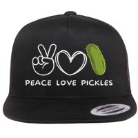 Peace, Love Pickles Retro Pickles Lover Food Lover Flatbill Hat