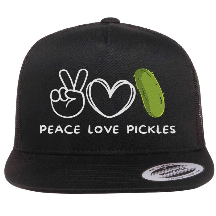 Peace, Love Pickles Retro Pickles Lover Food Lover Flatbill Hat