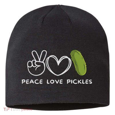 Peace, Love Pickles Retro Pickles Lover Food Lover Sustainable Beanie