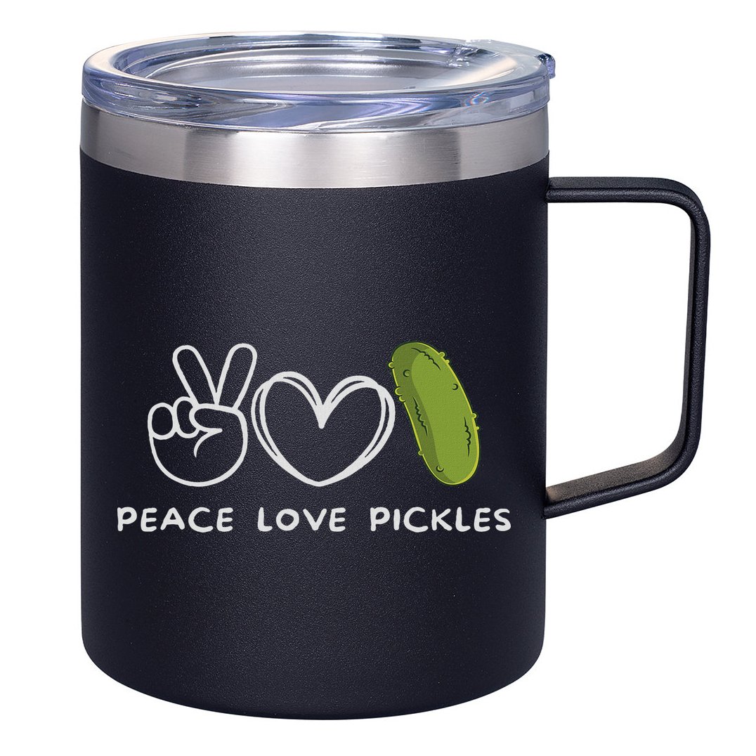 Peace, Love Pickles Retro Pickles Lover Food Lover 12oz Stainless Steel Coffee Mug