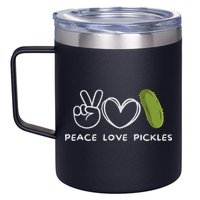 Peace, Love Pickles Retro Pickles Lover Food Lover 12oz Stainless Steel Coffee Mug