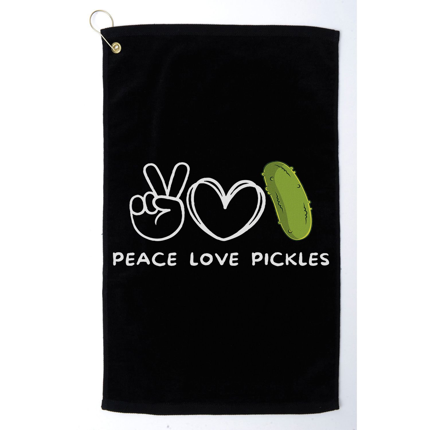 Peace, Love Pickles Retro Pickles Lover Food Lover Golf Towel