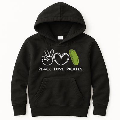 Peace, Love Pickles Retro Pickles Lover Food Lover Kids Hoodie