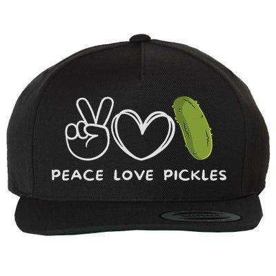 Peace, Love Pickles Retro Pickles Lover Food Lover Wool Snapback Cap