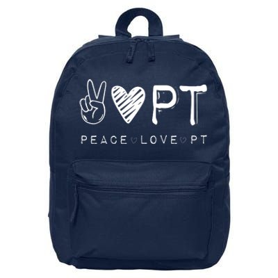 Peace Love PT Shirts Physical Therapist Therapy Gift 16 in Basic Backpack