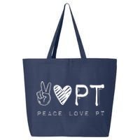 Peace Love PT Shirts Physical Therapist Therapy Gift 25L Jumbo Tote