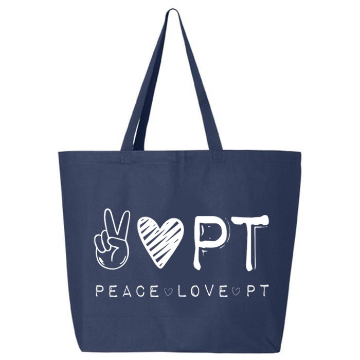 Peace Love PT Shirts Physical Therapist Therapy Gift 25L Jumbo Tote