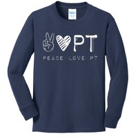 Peace Love PT Shirts Physical Therapist Therapy Gift Kids Long Sleeve Shirt