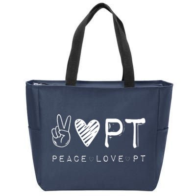 Peace Love PT Shirts Physical Therapist Therapy Gift Zip Tote Bag