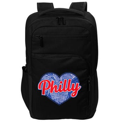 Philadelphia Love Philly Baseball Heart Philadelphia City Map Vintage Phill Impact Tech Backpack