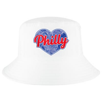 Philadelphia Love Philly Baseball Heart Philadelphia City Map Vintage Phill Cool Comfort Performance Bucket Hat