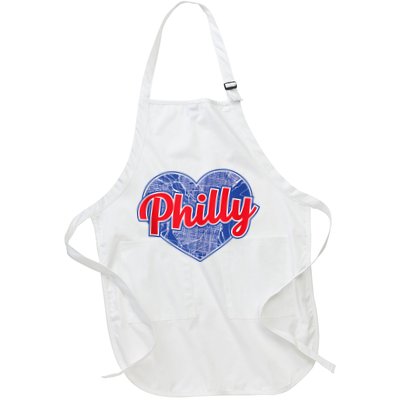 Philadelphia Love Philly Baseball Heart Philadelphia City Map Vintage Phill Apron