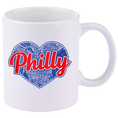 Philadelphia Love Philly Baseball Heart Philadelphia City Map Vintage Phill 11oz C Handle Ceramic Mug