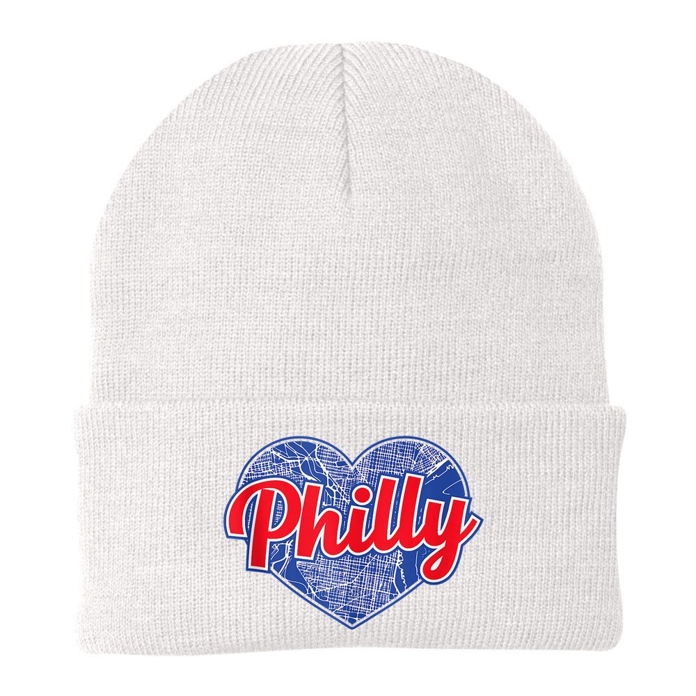 Philadelphia Love Philly Baseball Heart Philadelphia City Map Vintage Phill Beanie