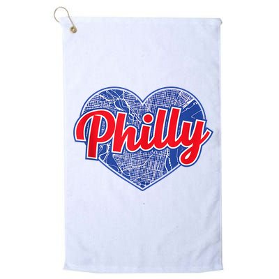 Philadelphia Love Philly Baseball Heart Philadelphia City Map Vintage Phill Golf Towel