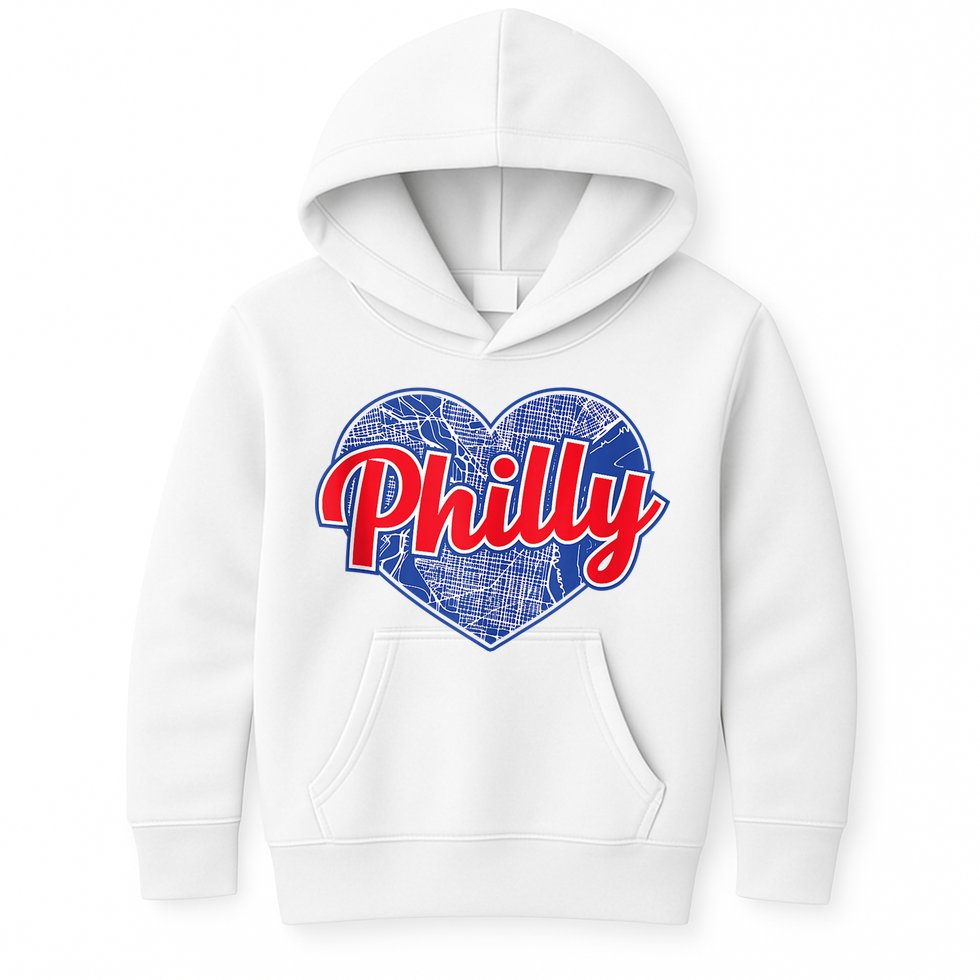 Philadelphia Love Philly Baseball Heart Philadelphia City Map Vintage Phill Kids Hoodie