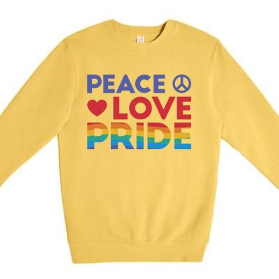 Peace Love Pride Rainbow Heart Retro Style Lgbt Pride Great Gift Premium Crewneck Sweatshirt