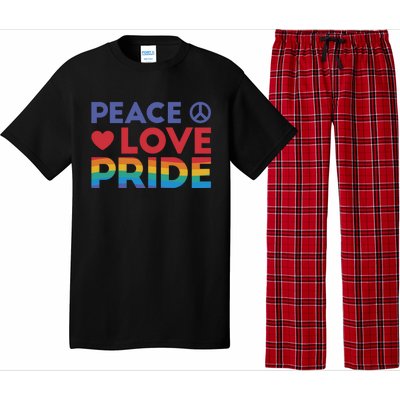 Peace Love Pride Rainbow Heart Retro Style Lgbt Pride Great Gift Pajama Set