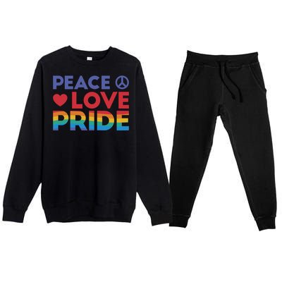 Peace Love Pride Rainbow Heart Retro Style Lgbt Pride Great Gift Premium Crewneck Sweatsuit Set