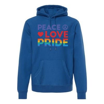 Peace Love Pride Rainbow Heart Retro Style Lgbt Pride Great Gift Premium Hoodie