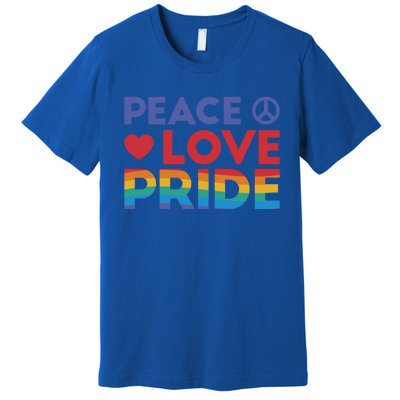 Peace Love Pride Rainbow Heart Retro Style Lgbt Pride Great Gift Premium T-Shirt