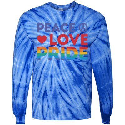 Peace Love Pride Rainbow Heart Retro Style Lgbt Pride Great Gift Tie-Dye Long Sleeve Shirt