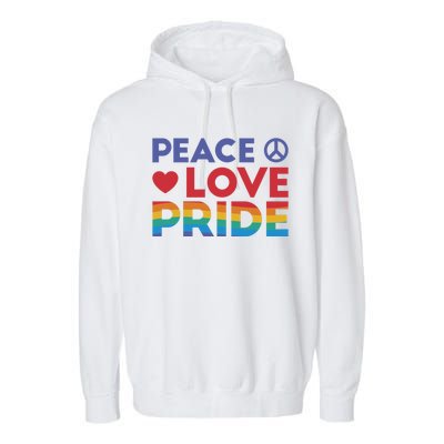 Peace Love Pride Rainbow Heart Retro Style Lgbt Pride Great Gift Garment-Dyed Fleece Hoodie