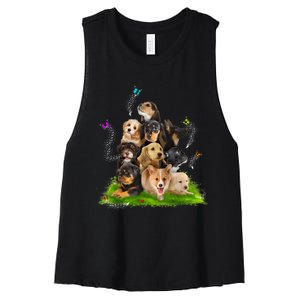 Puppy Lover Puppy Pile Cute Puppy Dog Lover Dog Women's Racerback Cropped Tank