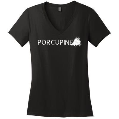 Porcupine Logo Women's V-Neck T-Shirt