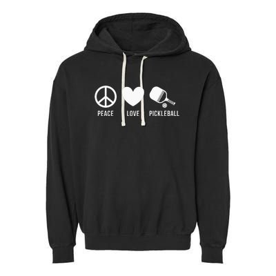 Peace Love Pickleball funny Pickleball Coach and Player Garment-Dyed Fleece Hoodie