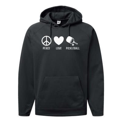 Peace Love Pickleball funny Pickleball Coach and Player Performance Fleece Hoodie