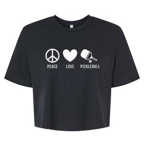 Peace Love Pickleball funny Pickleball Coach and Player Bella+Canvas Jersey Crop Tee