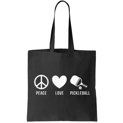 Peace Love Pickleball funny Pickleball Coach and Player Tote Bag